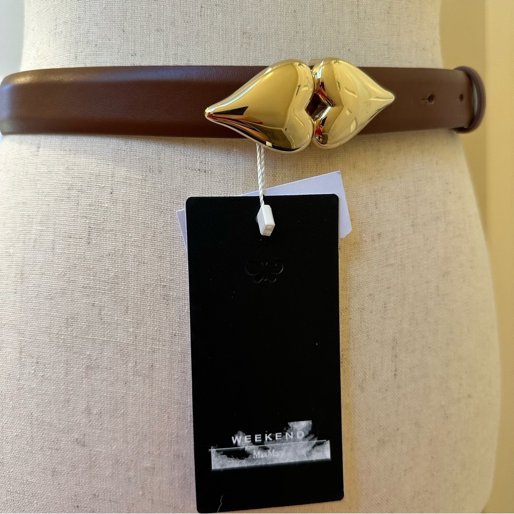 Weekend Max Mara "From Lily With Love" NWOT Leather Double Heart Belt S/M Spring - Picture 11 of 16